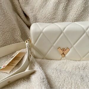 Valentino Orlandi Cream Quilted Crossbody Bag